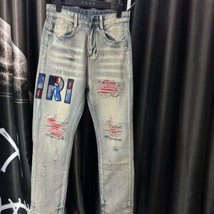 Amiri Men's Ripped Skinny Blue Jeans